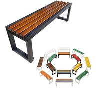 Banquette Extérieure Moderne sans Dossier, Banc de Jardin Robuste en Bois Composite et Acier, Imperméable et Anti-Corrosion pour Patio ou Espace Public, Fixation Sol 80-180cm