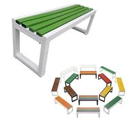 Banquette Extérieure Moderne sans Dossier, Banc de Jardin Robuste en Bois Composite et Acier, Imperméable et Anti-Corrosion pour Patio ou Espace Public, Fixation Sol 80-180cm