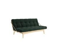 Banquette futon FOLK en pin massif coloris algue couchage 130 x 190 cm.