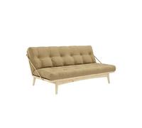 Banquette futon FOLK en pin massif coloris beige blé couchage 130 x 190 cm.