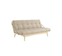 Banquette futon FOLK en pin massif coloris beige couchage 130 x 190 cm.