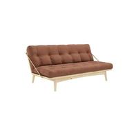 Banquette futon FOLK en pin massif coloris brun argile couchage 130 x 190 cm.
