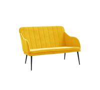 Banquette - HELLOSHOP26 - 110x76x80 cm - Velours jaune - Confortable - Cadre métal
