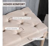 Banquette HOMCOM en lin beige Résistante jusqu’à 120kg 80x40x43cm Design rétro Parfaite pour le séjour ou l'entrée