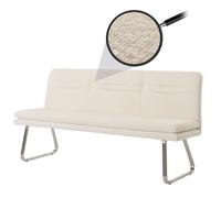 Banquette Hwc-H70, Banquette De Salle À Manger Banquette Rembourrée, Dossier Tissu/Textile Bouclé Inox Brossé 180cm Crème Multicolore