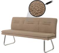 Banquette HWC-H70, banquette de salle à manger banquette rembourrée, dossier tissu/textile bouclé inox brossé 180cm ~ coffee-braun