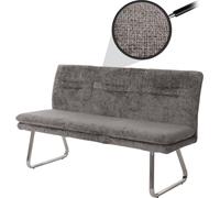 Banquette HWC-H70, banquette de salle à manger banquette rembourrée, dossier tissu/textile chenille inox brossé 160cm ~ gris foncé