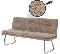 Banquette HWC-H70, banquette de salle à manger banquette rembourrée, dossier tissu/textile chenille inox brossé 180cm ~ brun