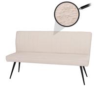 Banquette Hwc-K16, Banquette De Salle À Manger Banquette Rembourrée, Dossier Tissu/Textile Bouclé Métal 160cm Crème-Beige Multicolore