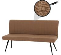 Banquette HWC-K16, banquette de salle à manger banquette rembourrée, dossier tissu/textile bouclé métal 160cm ~ brun