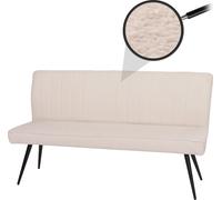 Banquette HWC-K16, banquette de salle à manger banquette rembourrée, dossier tissu/textile bouclé métal 160cm ~ crème-beige