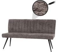 Banquette HWC-K16, banquette de salle à manger banquette rembourrée, dossier tissu/textile chenille métal 160cm ~ gris-brun