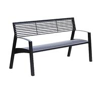 Banquette Jardin Banc d'extérieur, Chaise de Parc avec accoudoirs, Dossier et Assise en Tube Rond, Chaise de Loisirs Moderne, mobilier d'extérieur siège de Jardin(180x63x82CM)