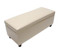 Banquette Kriens, coffre, banc, cuir + similicuir, 112x45x45cm - crème