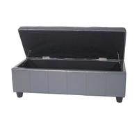 Banquette Kriens, coffre, banc, cuir + similicuir, 112x45x45cm gris