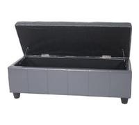 Banquette Kriens, coffre, banc, cuir + similicuir, 112x45x45cm gris
