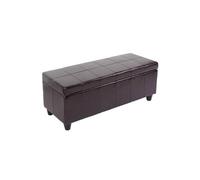 Banquette Kriens, coffre, banc, cuir + similicuir, 112x45x45cm marron