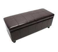 Banquette Kriens, coffre, banc, cuir + similicuir, 112x45x45cm marron