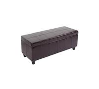 Banquette Kriens, coffre, banc, cuir + similicuir, 112x45x45cm marron