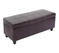 Banquette Kriens, coffre, banc, cuir + similicuir, 112x45x45cm marron