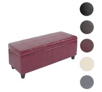 Banquette Kriens, coffre, banc, cuir + similicuir, 112x45x45cm rouge