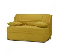 Banquette lit BZ 140x190 cm en tissu jaune et matelas 12 cm - BUZZY Meubletmoi