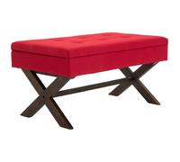 CLP Banquette Namaro en Tissu avec espace de rangement Pieds Bois de caoutchouc , Rouge/Antique Rouge