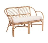 Banquette ""Neta"" 2 places rotin tissu blanc - Atmosphera Créateur d'intérieur