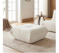 Banquette ottomane en chenille beige, repose-pieds antidérapant sans montage, 94 x 83 x 34 cm