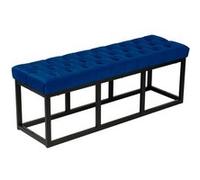 Banquette Polson en velours avec support en métal noir , Bleu/120 cm Bleu G