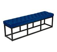 CLP Banc Polson – moderne, cadre métal noir, velours capitonné, protection de sol, bleu, 150 cm