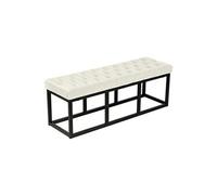 Banquette Polson en velours avec support en métal noir , Crème/120 cm