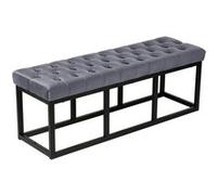 CLP Banc Polson – Moderne, cadre en métal noir, velours capitonné, protection de sol, gris, 120 cm