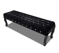 Banquette pouf tabouret meuble banc capitonné en velours avec boutons cristaux noir - Helloshop26 - 3002183