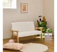 Banquette pour enfant bouclette et bois d'hévéa 2 places isak kid blanc TU
