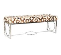 Banquette rectangulaire en acier et cuir - longueur 122 x Profondeur 41 x hauteur 44 cm --