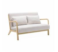Banquette scandinave 2 places bois d'hévéa et bouclette Lorens bouclette