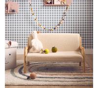 sweeek - Banquette scandinave Enfant en Bois et Tissu Bouclette Beige 2 Places
