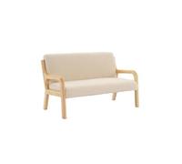 sweeek Banquette scandinave enfant en bois et tissu bouclette beige 2 places Beige