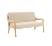 sweeek - Banquette scandinave Enfant en Bois et Tissu Bouclette Beige 2 Places