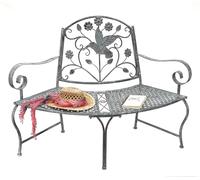 DanDiBo Banc semi-circulaire en métal résistant aux intempéries Gris 130 cm 96013