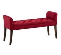 CLP Banquette Cleopatra en Tissu I Banc Rembourré avec Accoudoirs Style Chesterfiled I Piétement en Bois I Banquette Capitonnée 133 x 64 x 43cm, Couleur:Rouge, Couleur du Cadre:Antique foncé
