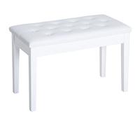 Banquette Tabouret siège pour Piano 76L x 36l x 50H cm Coffre de Rangement Interne Assise Simili Cuir capitonné Bois Blanc
