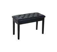 Banquette tabouret siège pour piano avec coffre de rangement pied bois caoutchouc assise capitonnée revêtement synthétique noir