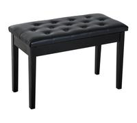 HOMCOM Banquette Tabouret siège pour Piano avec Coffre de Rangement Pied Bois Caoutchouc Assise capitonnée revêtement synthétique Noir