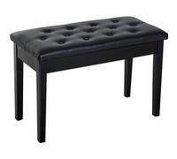 Banquette tabouret siège pour piano avec coffre de rangement pied bois caoutchouc assise capitonnée revêtement synthétique noir Noir