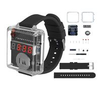 BANRIA Kit DIY Horloge à Souder 4 Chiffres LED - Boîtier Transparent avec Microcontrôleur - Projet Éducatif STEM pour École, Étudiants et Loisirs