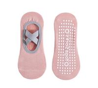 BANSHAN Lot de 2 paires de chaussettes antidérapantes roses pour femme avec poignées, fitness, prévention des chutes, exercice, danse, yoga, ballet et pilates, rose, M