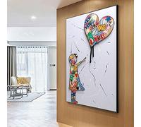 Bansky Fille avec Ballon Rue Mur Art Affiche Imprime Photo Décorative Salon Décor Graffiti Art Toile Peinture 60x90cm(24x36in) Sans Cadre