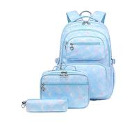 Bansusu Ensemble de 3 sacs à dos pour filles avec sac à déjeuner pour enfants, cartable, cartables, 3 pièces Sirène bleu, 3Pcs Backpack Set, Moderne